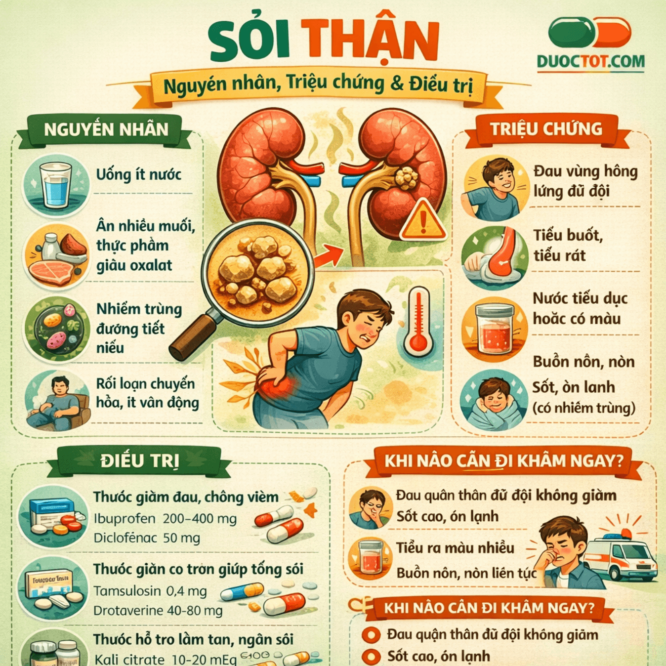 SỎI THẬN & CÁCH ĐIỀU TRỊ